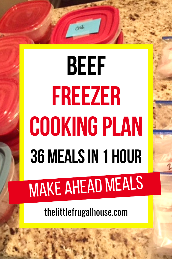 Save time cooking and get dinner on the table quick with this beef freezer cooking plan. Use the shopping list and steps to make 36 meals in 1 hour. These make ahead freezer meals are perfect for busy nights when you don't have the time to cook!