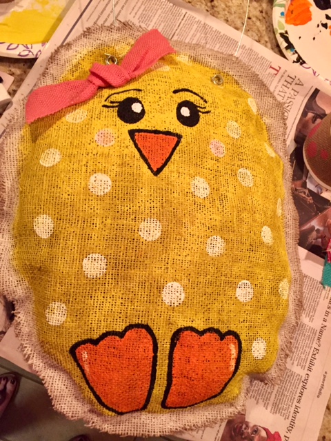 Super cute and easy DIY Tutorial to make Easter Burlap Door Hangers with step by step instructions, materials list, and lots of pictures!