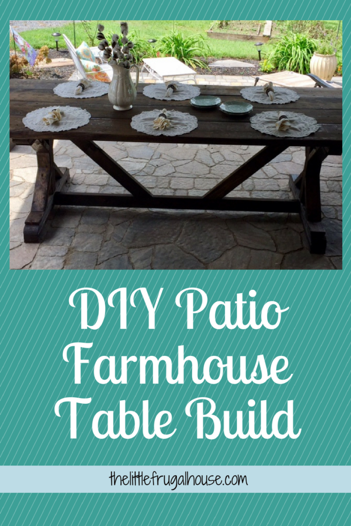Build your own patio farmhouse table with this easy plan and only $65! I love the way our table turned out and can't wait to have friends over!