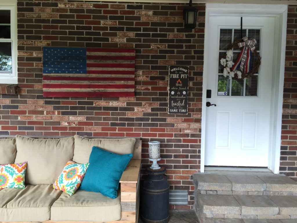 Decorate your outdoor space with frugal patio furniture and décor ideas from The Little Frugal House! DIY Furniture Builds, Yard Sale Finds, and More! 