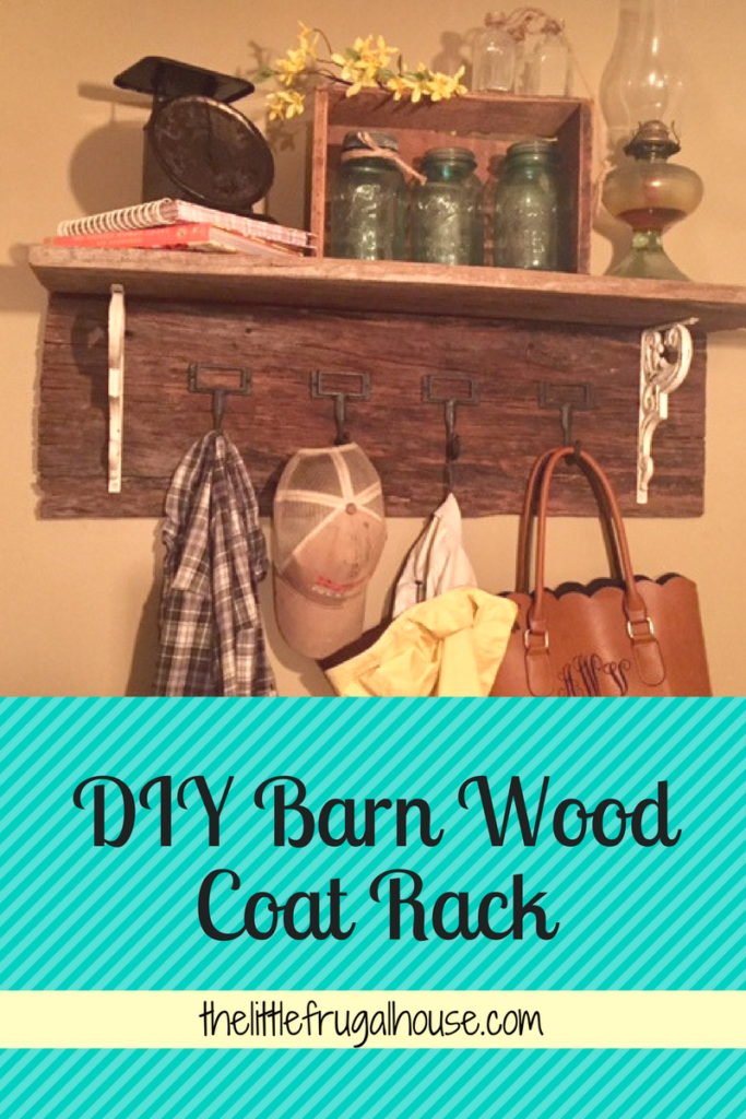 Make your own rustic coat rack! Supplies list and instructions for how to make a DIY barn wood coat rack! Perfect for the rustic farmhouse look!