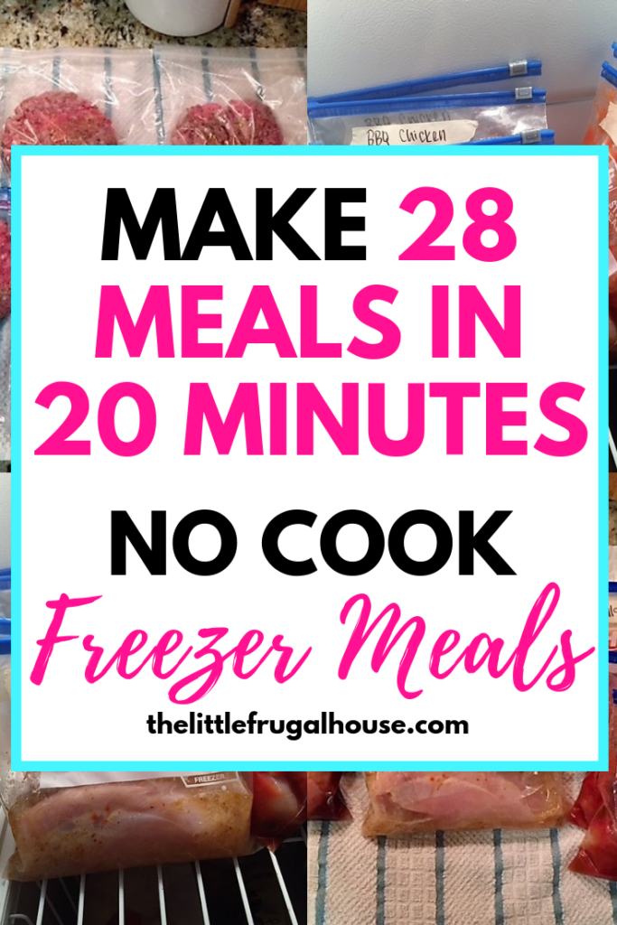 Get ahead and make some quick dinners for those busy nights! These no cook freezer meals are perfect for busy families! Get 28 meals made in 20 minutes!