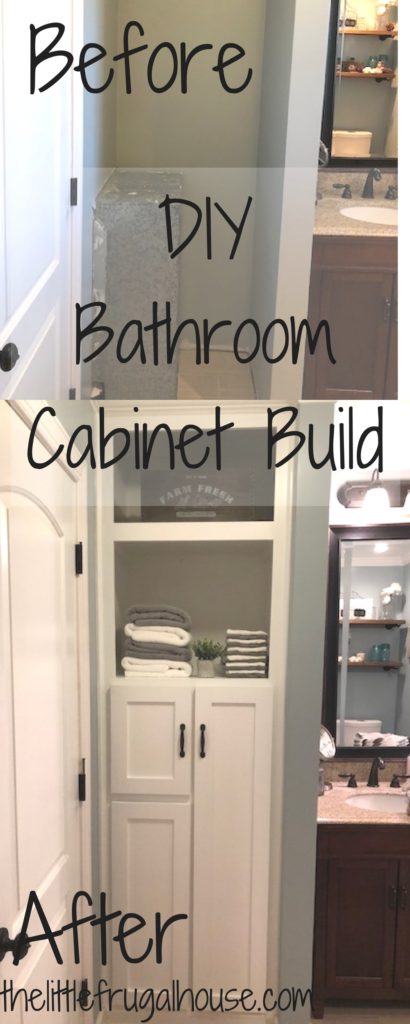 Do you have an awkward space in your home that you just don't know what to do with? This bathroom cabinet build creates beautiful storage in that space!