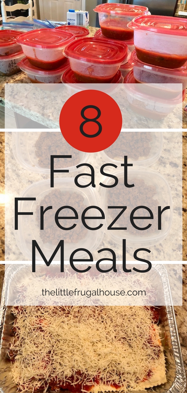 Take the stress out of dinnertime by cooking these fast freezer meals ahead of time. All you have to do is heat the meals and you have delicious dinners your family will love! 8 super easy recipes, a shopping list, and full instructions included. 