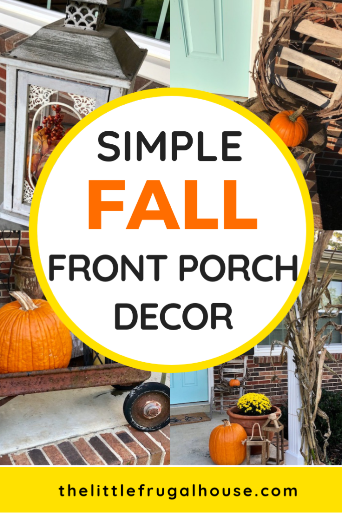 Decorate your porch for fall with just a few items from your local farm stand. See how we created this simple fall front porch decor with corn stalks, just a few pumpkins, and things we already had.