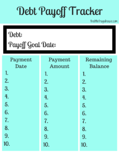 Free super simple debt payoff tracker printables to help you get and stay organized and on top of your journey to debt free.