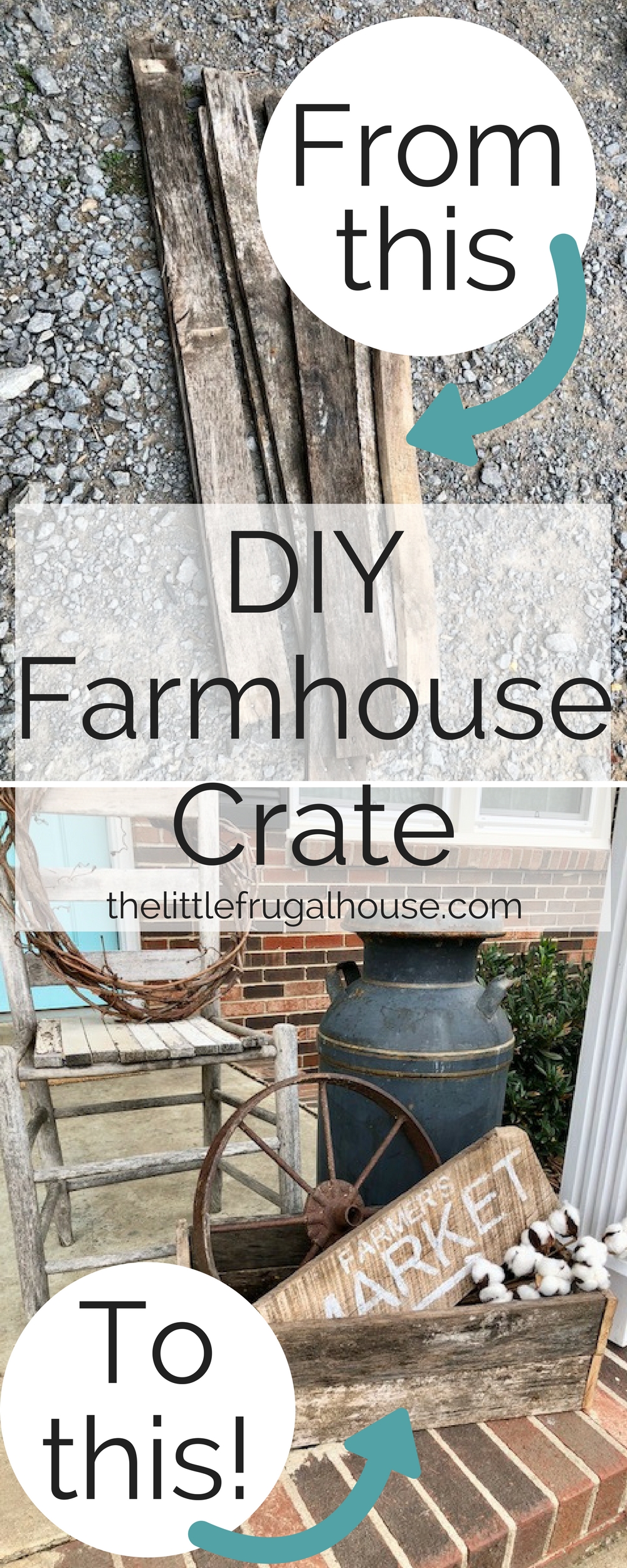 Get the farmhouse look you love for less! This DIY farmhouse crate is made from pallets and is free to make! See how to make it and how to decorate...
