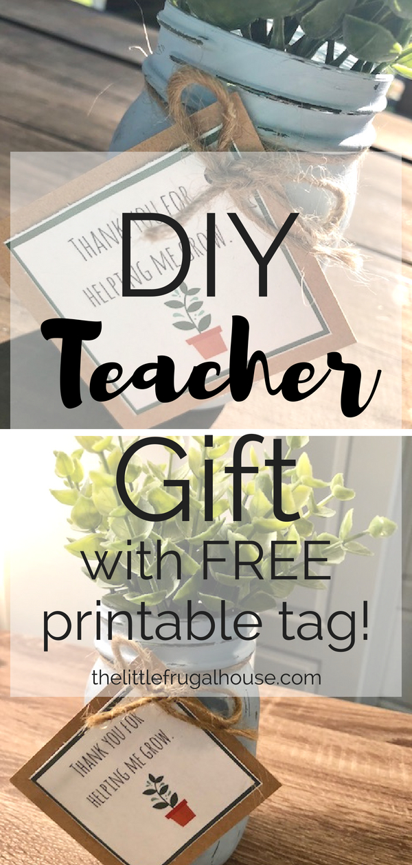 Welcome a new teacher or say thanks for a great year with this DIY teacher gift. Print the free "thank you for helping me grow" tag and attach to a flower, herb, or succulent. Easy and super sweet.