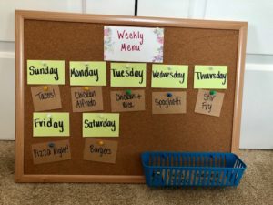 Eliminate stress and save money by planning your meals for the week ahead. To help you stick to the plan, you will want a visual like this super easy DIY menu board that you can make with no tools.