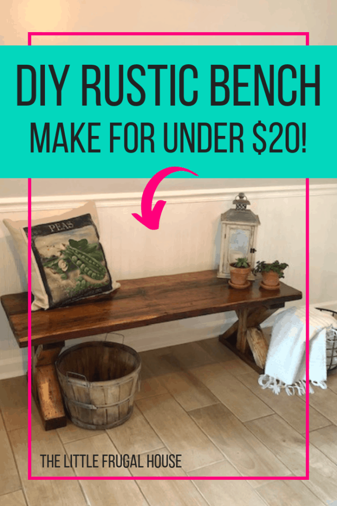 Make this farmhouse DIY dining room bench for under $20! Perfect for small spaces, front porches, and to add extra seating with storage underneath. 