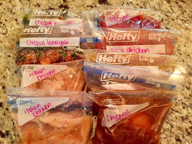 This chicken freezer cooking plan is full of easy recipes that make quick dinners. Get the shopping lists and plan and throw these in the crock pot!