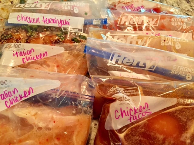 This chicken freezer cooking plan is full of easy recipes that make quick dinners. Get the shopping lists and plan and throw these in the crock pot!