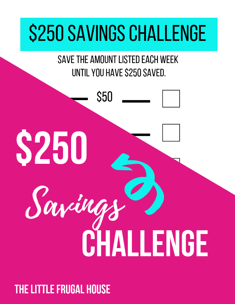 Get your free printable for this $250 savings plan to get started on your savings goal today. Save money easily with this simple checklist!
