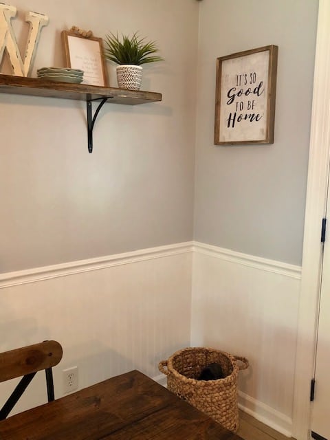 This DIY dining room makeover on a budget is perfect for our small farmhouse home. Check out the before and after to get ideas for your own!