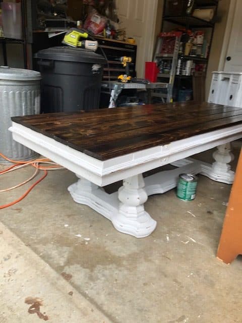 Check out this amazing DIY wooden glasstop painted coffee table makeover! The before and after will give you ideas for a rustic farmhouse look!