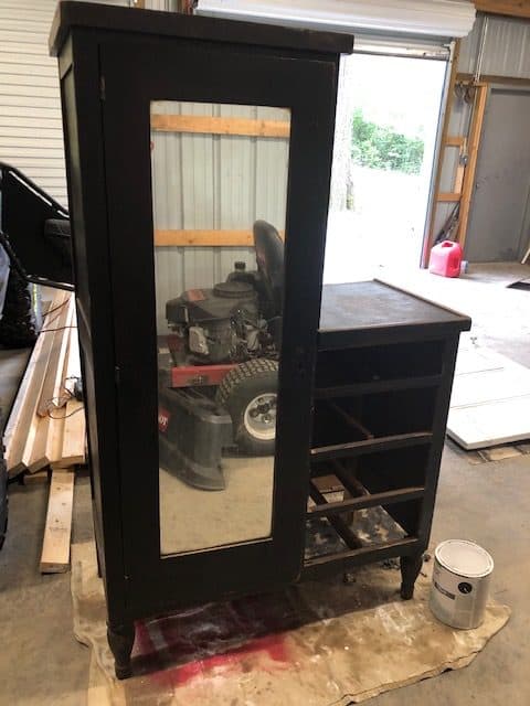 Check out the amazing before and after of this DIY armoire makeover! White, farmhouse, antique and perfect for the bedroom or kitchen with storage ideas!