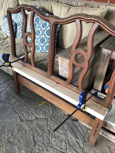 Learn how to make a DIY headboard bench with this step by step, easy tutorial and plan. Take an old headboard and repurpose it to a bench!
