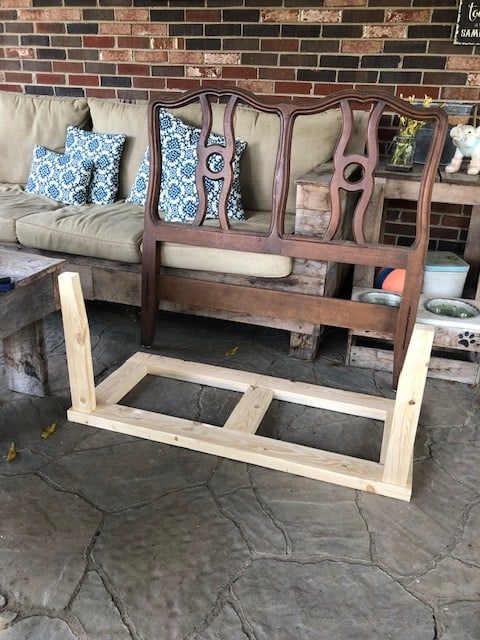 Learn how to make a DIY headboard bench with this step by step, easy tutorial and plan. Take an old headboard and repurpose it to a bench!