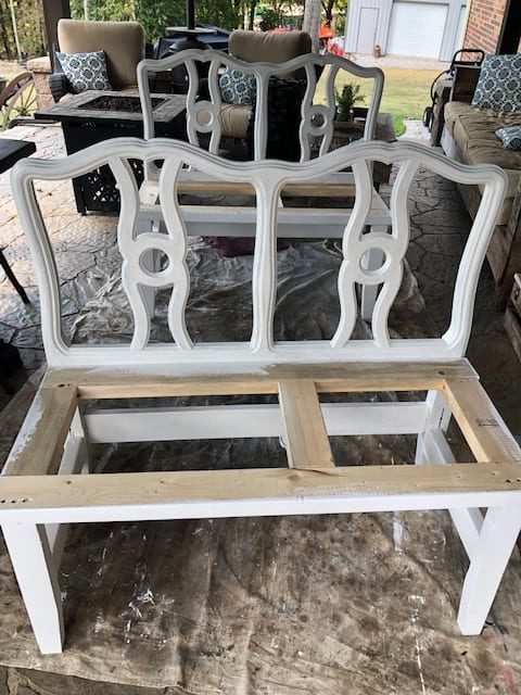 Learn how to make a DIY headboard bench with this step by step, easy tutorial and plan. Take an old headboard and repurpose it to a bench!