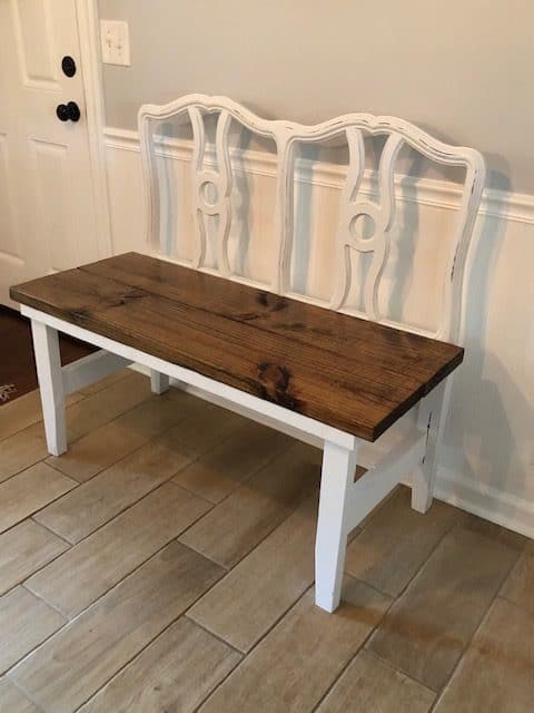 Learn how to make a DIY headboard bench with this step by step, easy tutorial and plan. Take an old headboard and repurpose it to a bench!
