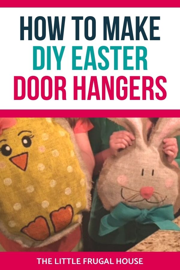 Super cute and easy DIY Tutorial to make Easter Burlap Door Hangers with step by step instructions, materials list, and lots of pictures! These are a great alternative to an Easter wreath! So fun to make and perfect for a girls craft night!