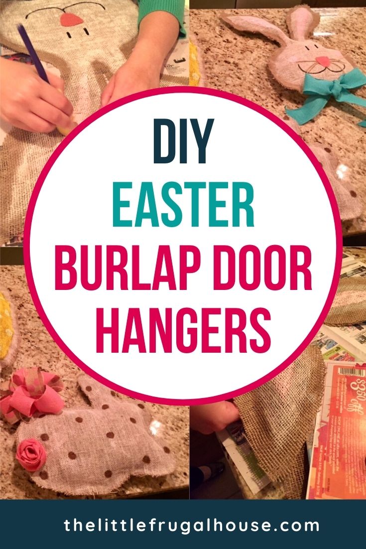Super cute and easy DIY Tutorial to make Easter Burlap Door Hangers with step by step instructions, materials list, and lots of pictures! These are a great alternative to an Easter wreath! So fun to make and perfect for a girls craft night!