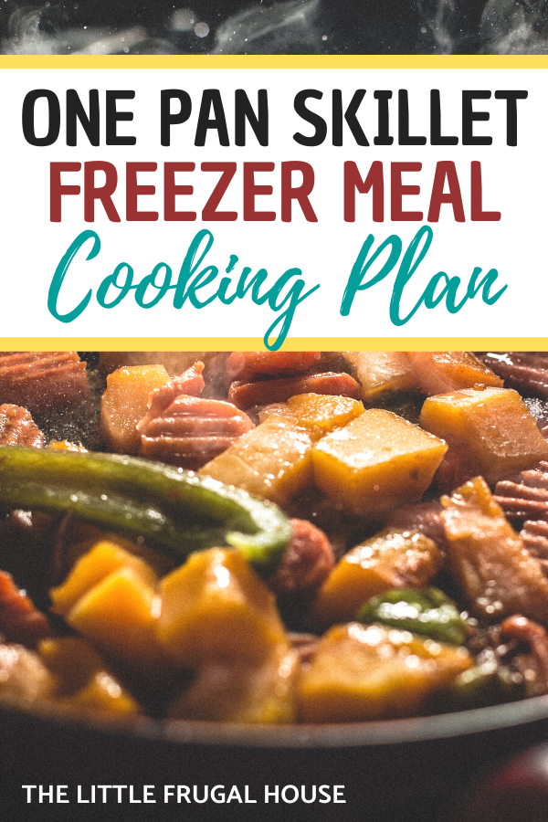 Super quick and easy freezer meal plan! These one pan skillet freezer meals are easy to make and quick to serve. Chicken parmesan, teriyaki, and stir fry!