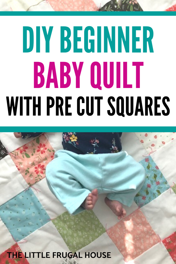 This beginner level DIY baby quilt was so fun and easy to make. You can make your own simple homemade baby quilt with pre cut squares, too.