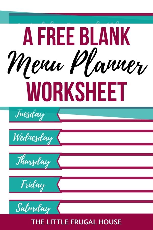 Printable Blank Menu Templates