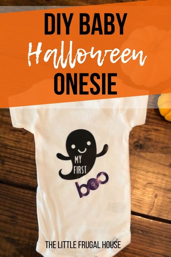 This is a fun, easy, and quick Cricut project! Make this DIY baby Halloween onesie for baby's first Halloween. Perfect Cricut beginner project.