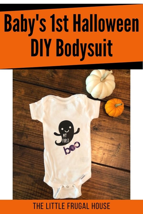 This is a fun, easy, and quick Cricut project! Make this DIY baby Halloween onesie for baby's first Halloween. Perfect Cricut beginner project.