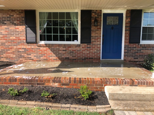 The easy and frugal way to update your front porch or patio is to paint or stain the concrete front porch floor. A great DIY project to tackle this weekend!