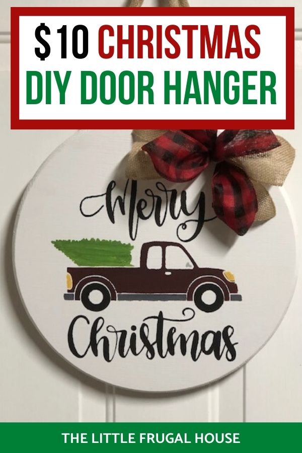 Make this simple, quick, and easy $10 DIY Christmas wooden door hanger with your Cricut machine. Perfect for DIY Christmas decor or a DIY gift!
