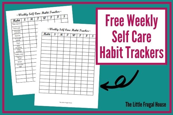 Grab this free weekly self care habit tracker printable with one blank PDF and one with self care habits to try. And check out the 23 simple self care ideas!
