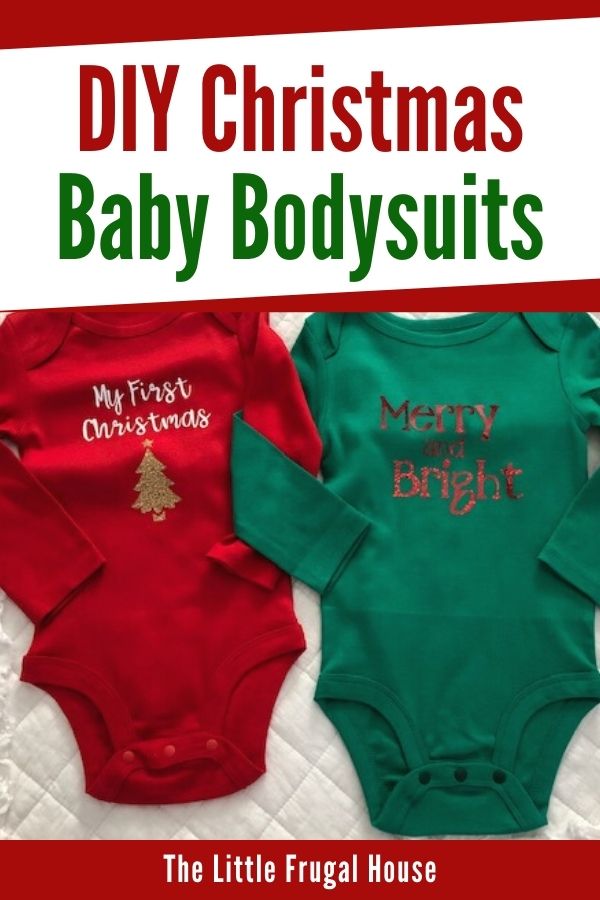 Make your own DIY Christmas bodysuits for baby with this easy beginner Cricut project. These simple iron on designs are quick to make and so cute!