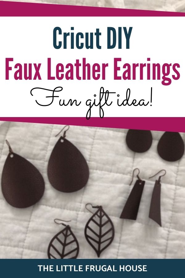 Make your own DIY Cricut faux leather earrings with this quick, easy, and frugal step by step project using the Cricut Joy. These make fun gifts, too!