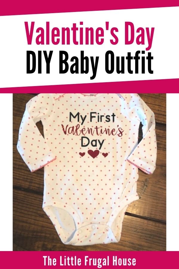 Make your own easy, quick, and frugal DIY Valentine's Day shirt for Baby with this step by step beginner Cricut iron on tutorial.