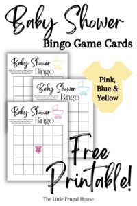 Grab these free printable baby shower bingo cards to play this popular baby shower game! These baby shower printable bingo cards come in pink, blue and yellow!