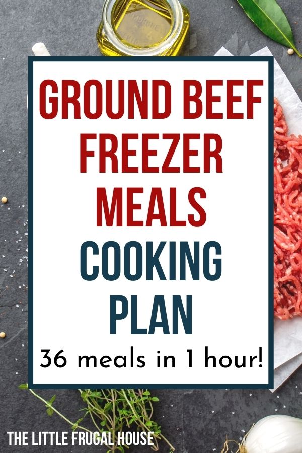 Follow this ground beef freezer cooking plan to make 36 ground beef freezer meals in just one hour to stock your freezer with easy dinners!