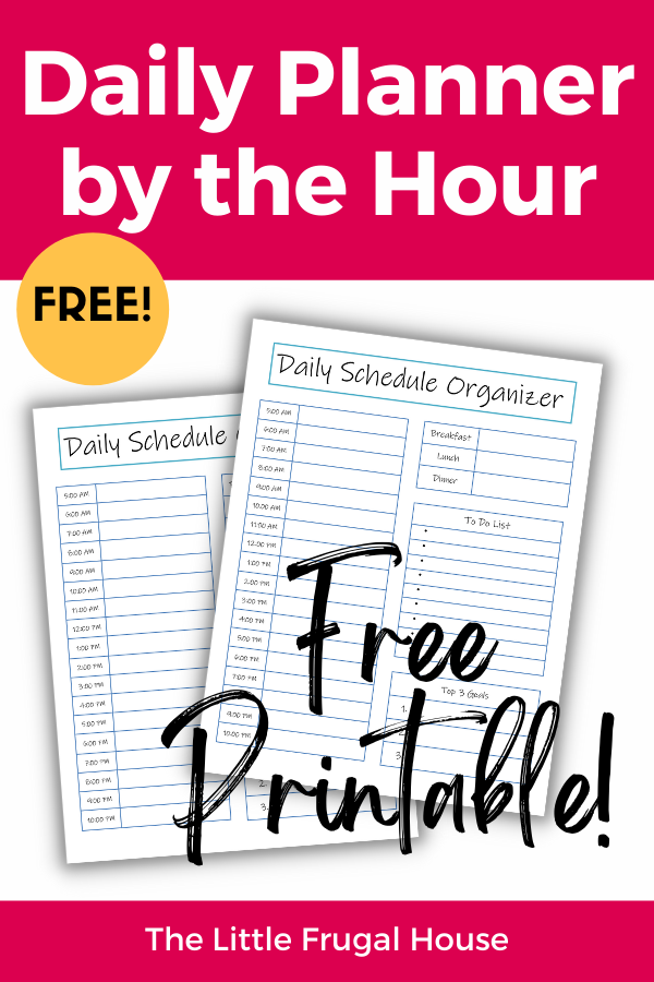 Grab this free printable daily calendar by hour to schedule your day with success! This free daily planner has hour sections to help you organize your day and stay on track!