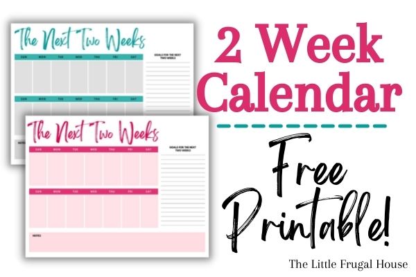 Grab this free printable 2 week calendar PDF template the plan your daily schedule for two weeks for an at a glance look for every day of the week coming up!