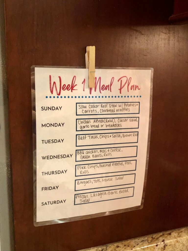 Grab this free printable 4 week meal planner set to plan a month of meals to repeat for the easiest meal planning system!