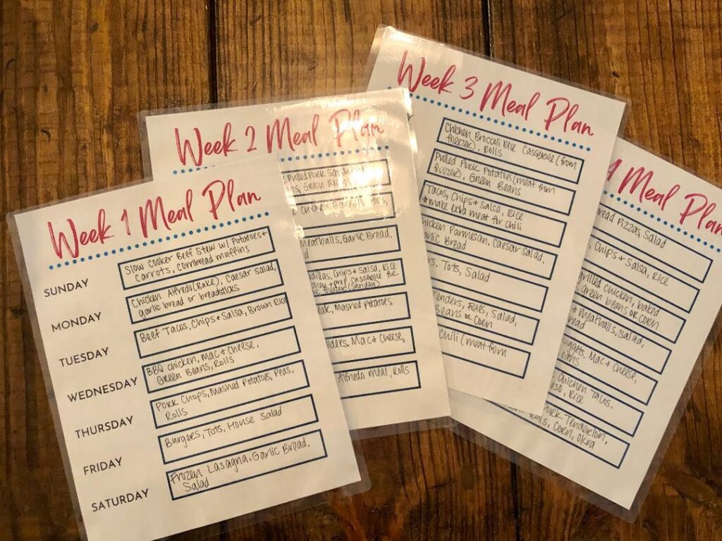 Grab this free printable 4 week meal planner set to plan a month of meals to repeat for the easiest meal planning system!