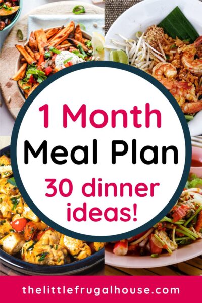 Want to try a one month meal plan instead of weekly meal plans? Check out these 30 quick and easy dinner ideas to plan a whole month of meals!