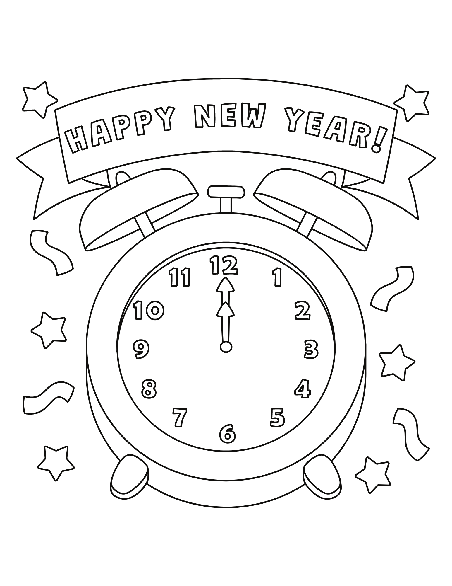 Free Printable Happy New Year Coloring Pages for Kids