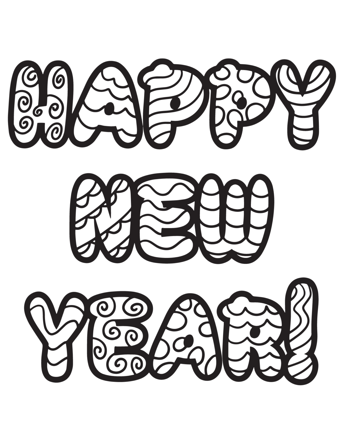 Free Printable Happy New Year Coloring Pages for Kids