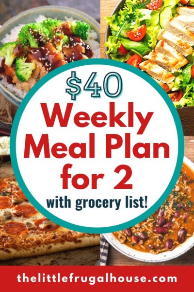 Looking for cheap meal plans? Here's a $40 weekly meal plan for 2 with a shopping list to help you get your frugal meal planning done!