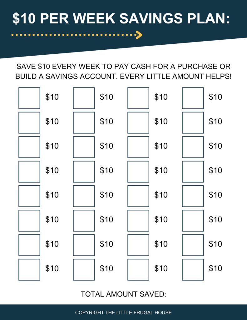 Learn how saving just $10 a week can help build your money and get into the habit of saving. Grab the free $10 week savings plan printable!