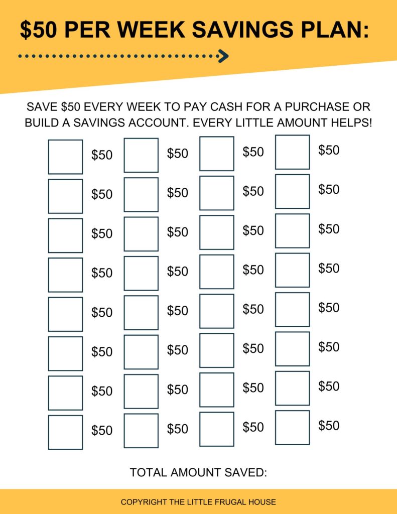 Wish you had money to go on vacations, date nights, or pay cash for things you want? You'll love this $50 week savings plan!