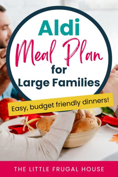 This Aldi meal plan for large families includes easy dinners, a weekly menu, and a printable grocery list to help feed 6–10+ people on a budget. Simple ingredients, realistic meals, and flexible portions the whole family will eat.